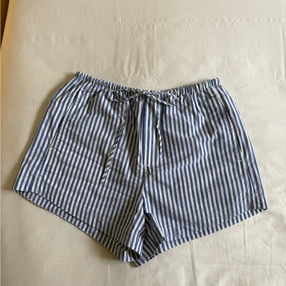 Madewell Striped Blue and White Poplin Shorts - NWT